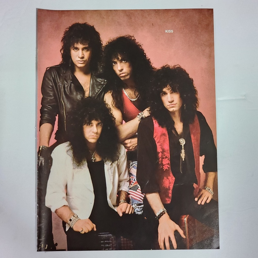 KISS no makeup hair band color pinup poster clipping vintage 80s 8x10